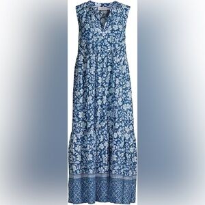 Vineyard Vines Hibiscus Floral Maxi Dress Size Large Tropical Summer Dress